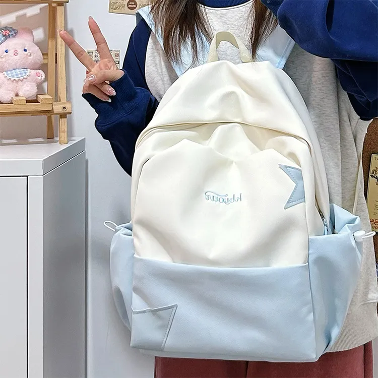 夏季浅蓝色书包女初中生原创小众冷门不撞款大学生16寸电脑双肩包