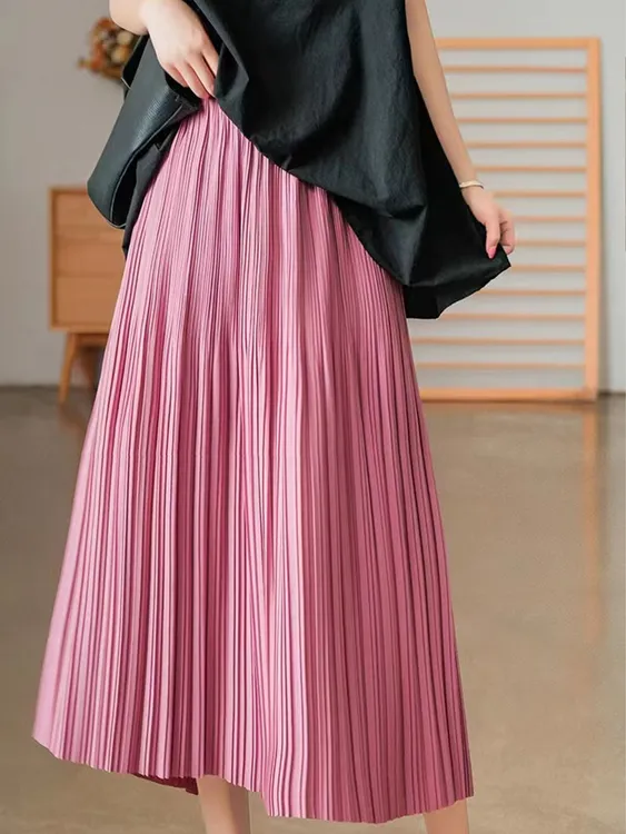 春夏新款细百褶松紧带少女风韩系风半身小众炸街高级感女装