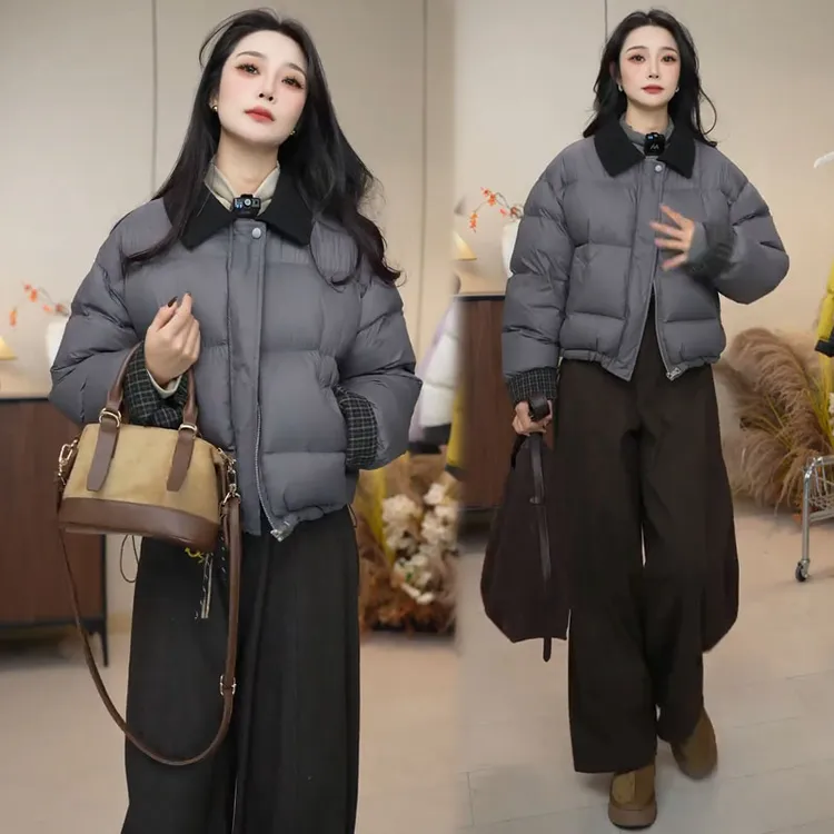 时尚棉服短外套女2025冬季新款洋气宽松加厚保暖面包服短款棉袄子