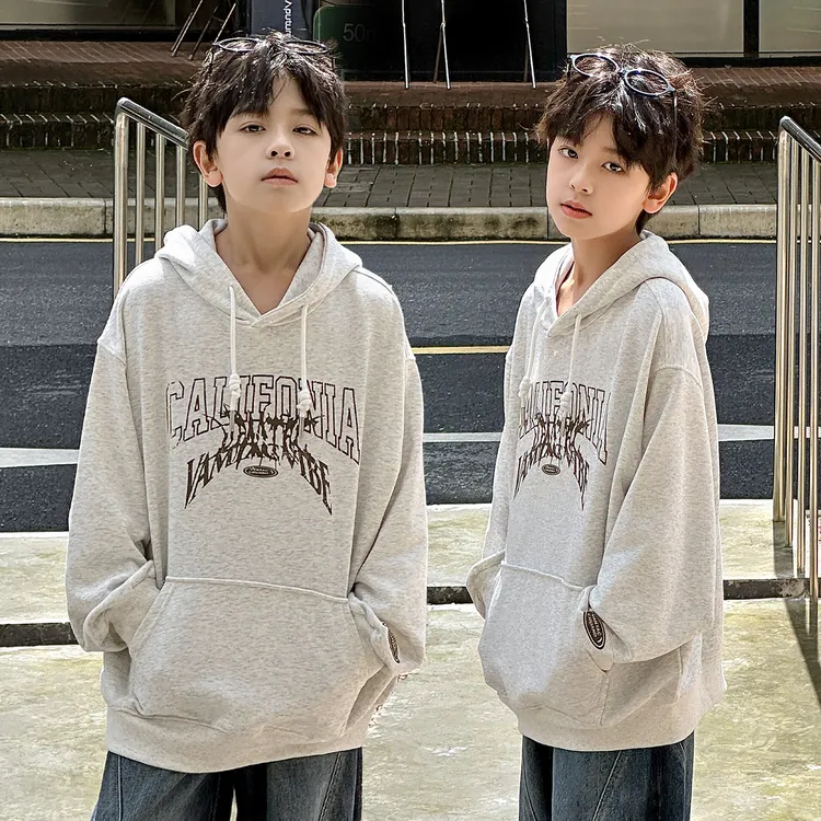 男童潮牌连帽卫衣春秋款2025新款中大童韩版春季上衣儿童男孩帽衫