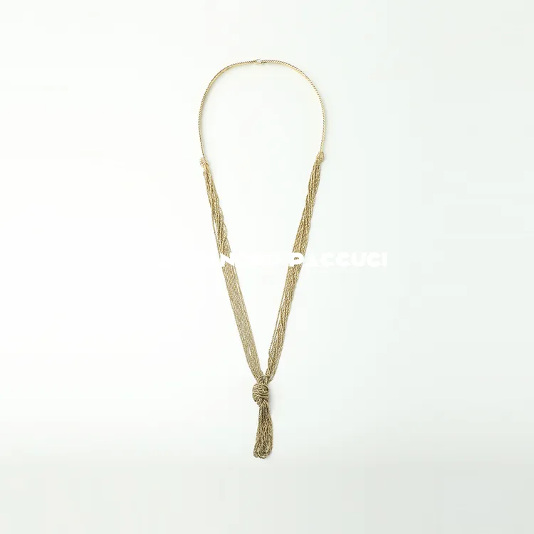 铜项链 AP洛哥43095EX【灵穗】手工编织旧金色流苏时尚百搭项链