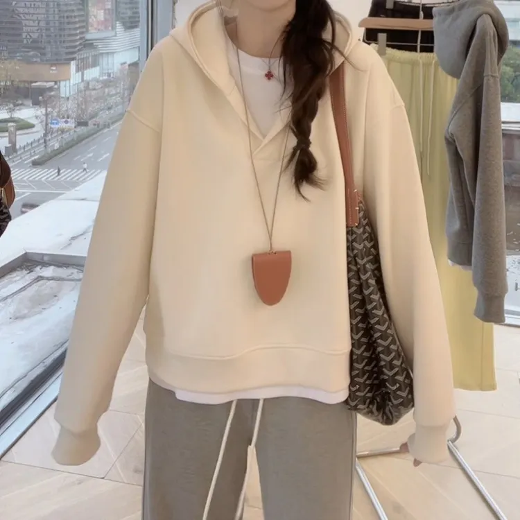 2025新款秋季假两件连帽韩版简约休闲显高卫衣LK2501802