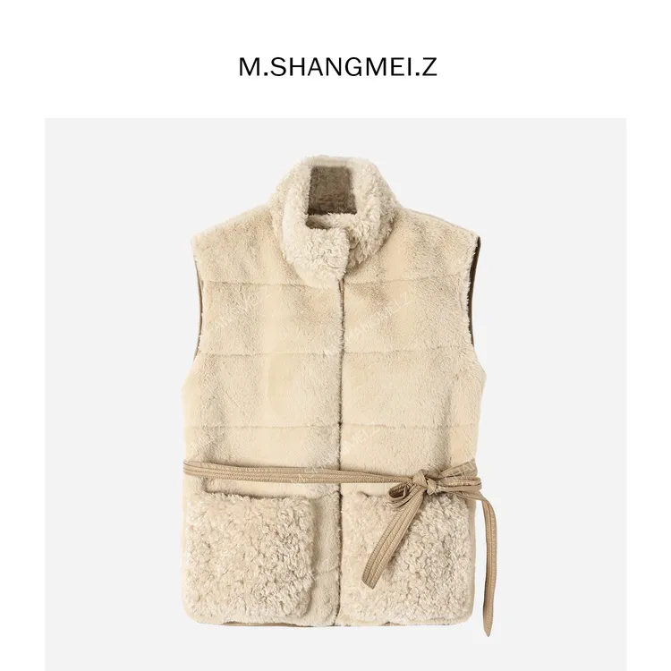 M.SHANGMEI.Z/沐熙【北欧马甲】美大哥舒适加厚保暖毛绒马甲X113313