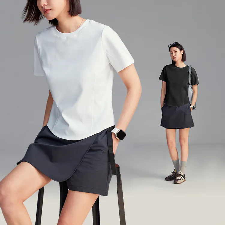 CLOUDSPACE/云上生活「面膜t」解构显瘦短款正肩休闲透气T恤女