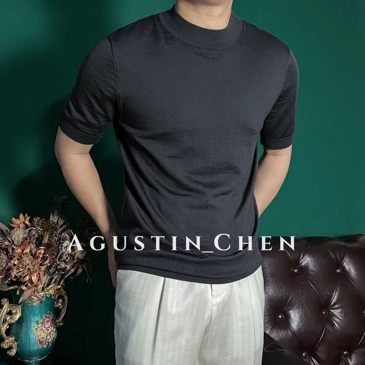 Agustin_Chen 秋【100%精纺绵羊毛】半高领打底【可机洗】修身针织衫