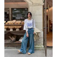 【西西里安】 超绝裤型~自带高级de秋冬特调蓝阔腿牛仔裤