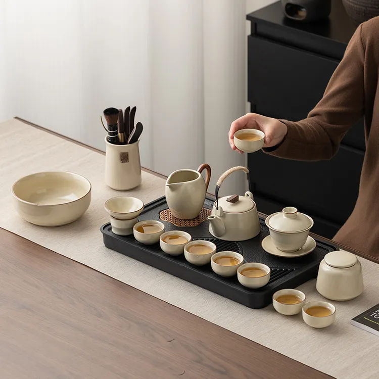 汝窑整套茶具套装2025新款家用中式喝茶轻奢高档陶瓷茶壶盖碗全套