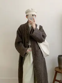复古风长款毛呢大衣女2025新款秋冬长款大衣外套2586