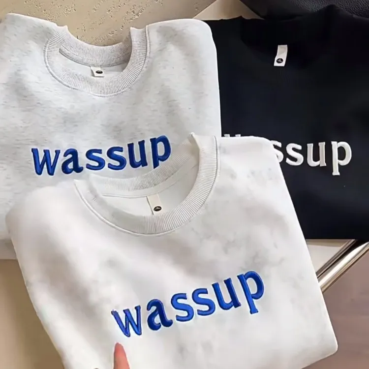 WASSUP UOSNE圆领卫衣男款爆款2025新款秋季cleanfit潮流套头长袖