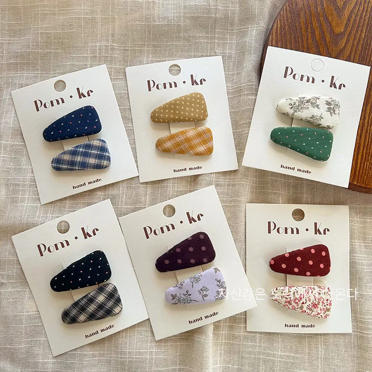 韩系简约黑白波点布艺发夹发卡发饰头饰侧边夹碎发夹刘海儿童饰品