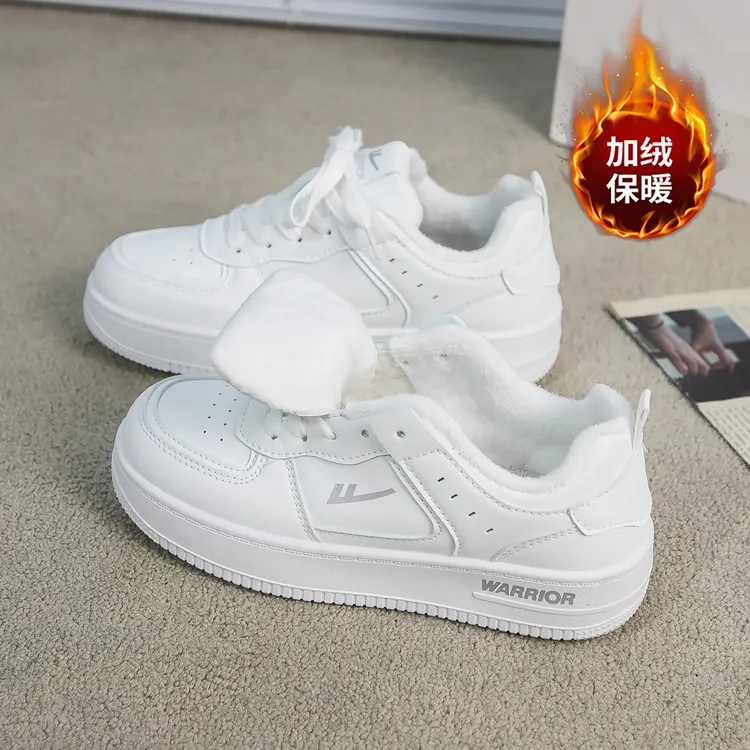 回力加绒保暖小白鞋女2025秋冬新款爆款厚底板鞋休闲百搭情侣棉鞋