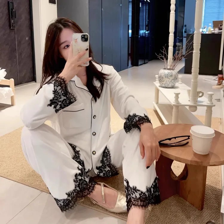 海岛绒睡衣女秋冬保暖加厚法式蕾丝高级感家居服套装冬天可外穿厚