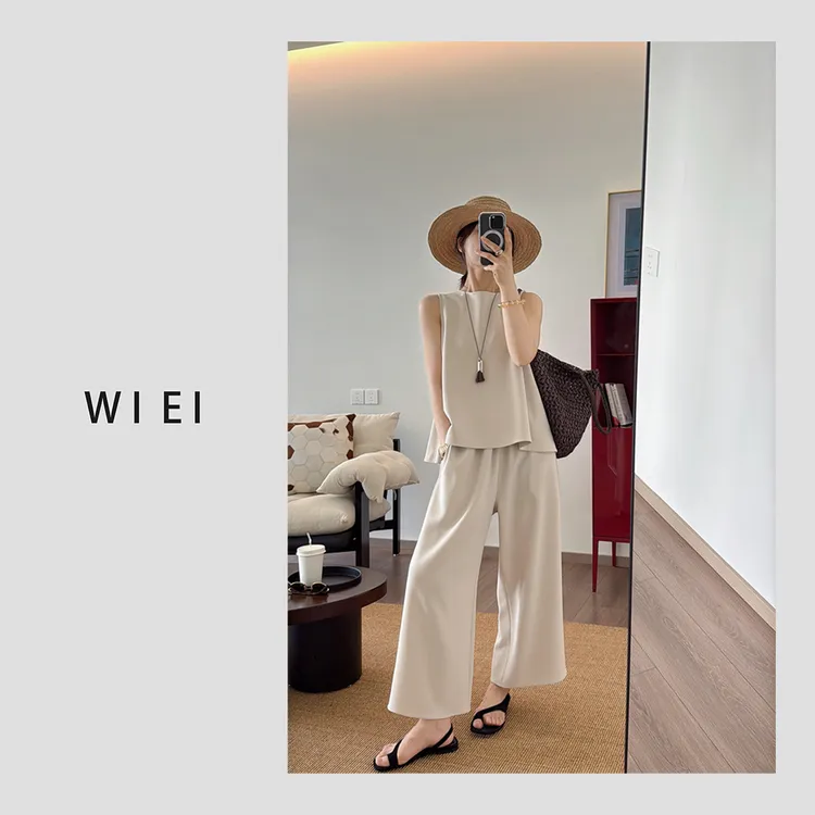 《WI EI》空气系列*日本進口三醋酸慵懒显瘦垂感上衣/阔腿裤  24257