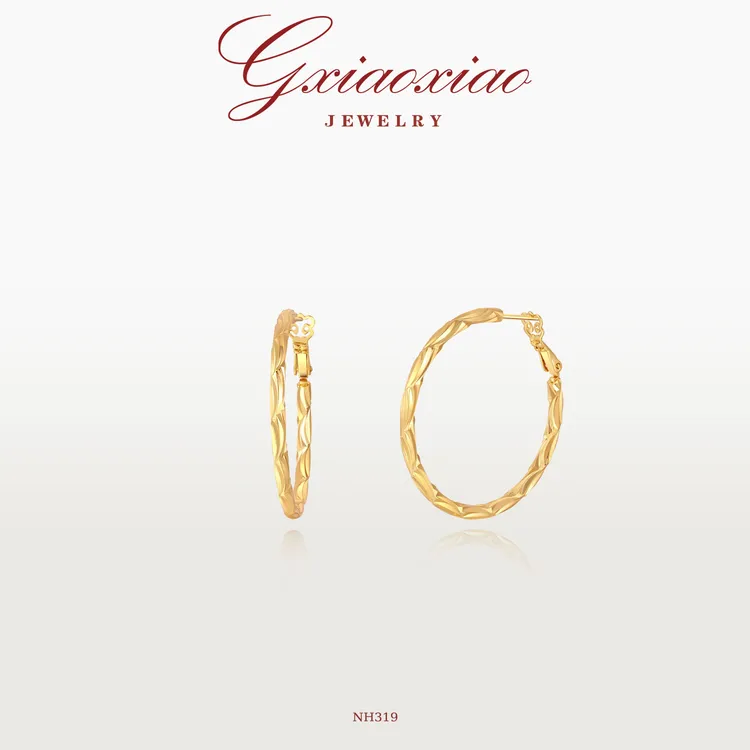 G XIAOXIAO 镀K金耳饰时尚气质简约百搭菱纹圆圈小耳圈耳环 NH319