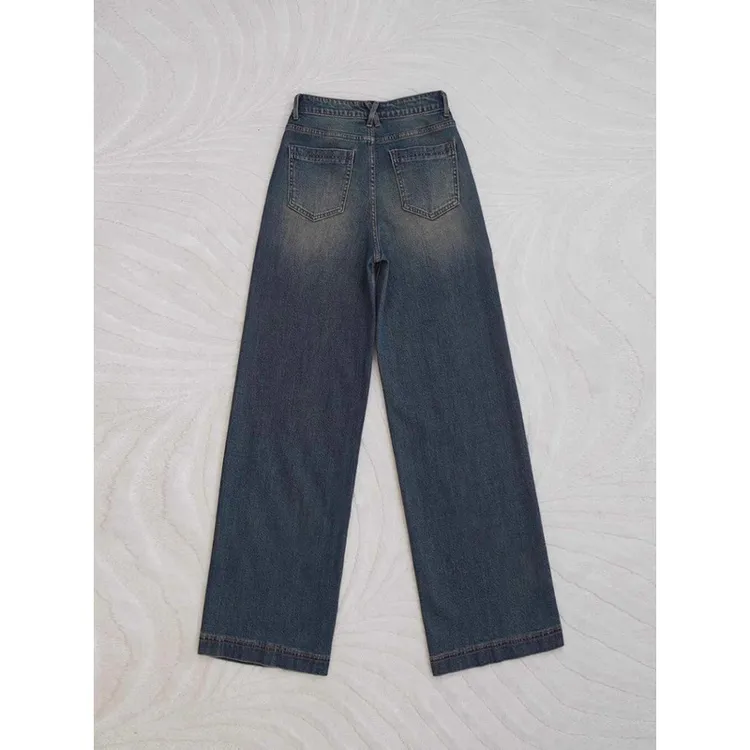 大码高腰直筒牛仔裤休闲秋冬新款显瘦垂感出游阔腿裤打底裤裤子