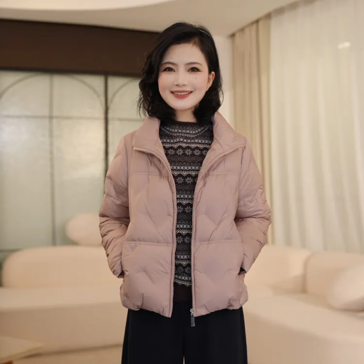 枫竺阿楠anan90白鸭绒蓬松保暖立领羽绒服女冬天简约通勤防寒外套