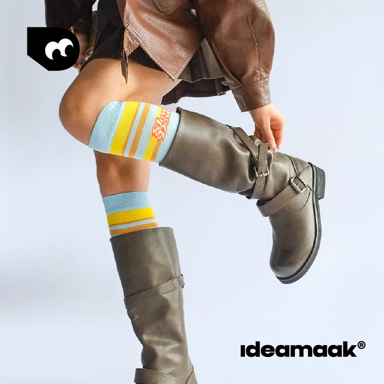 ideamaak秋冬款靴子长筒袜【2way】穿着ins风条纹slowdown小腿袜