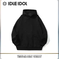 IDLE IDOL百搭黑色轻奢潮流休闲时尚宽松满天星长袖连帽情侣卫衣