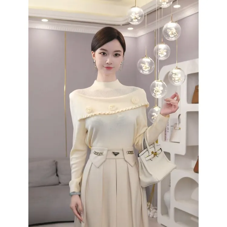 唐熹2026秋冬新款【8417】含绵羊毛洋气可外穿精致长袖针织衫毛衣女