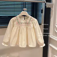 新款女童秋装刺绣小花长袖衬衫女宝宝韩版儿童外穿衬衣休闲款童装