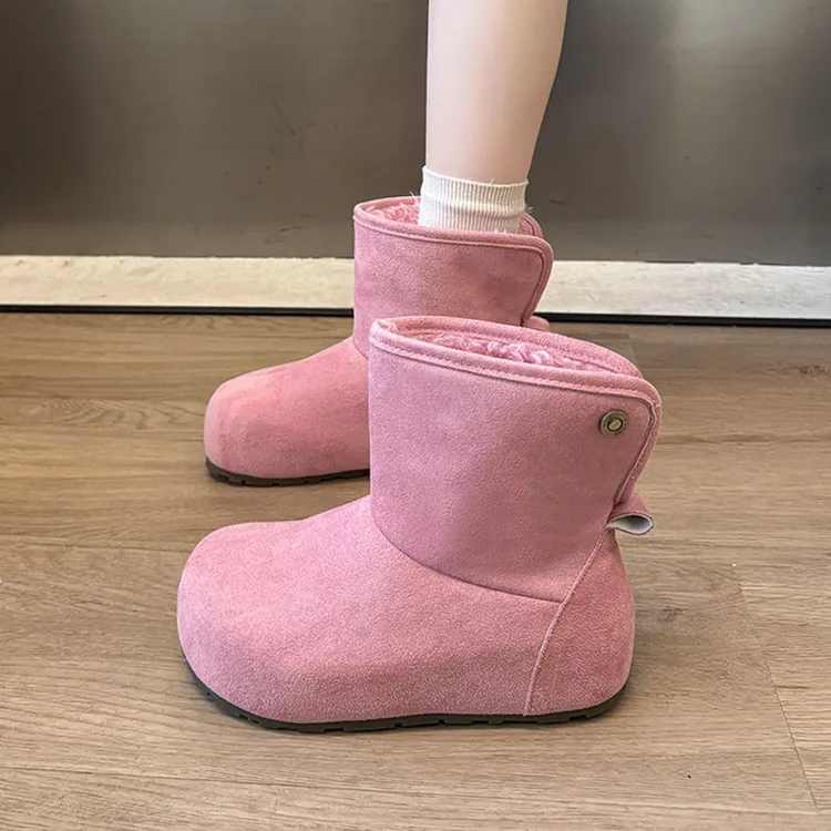 5cm内增高雪地靴女2025新款冬季加绒保暖棉鞋百搭厚底丑萌勃肯鞋