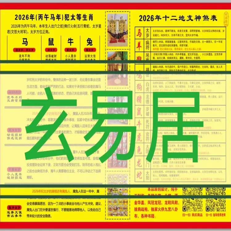 2026年九星对照表一套6张