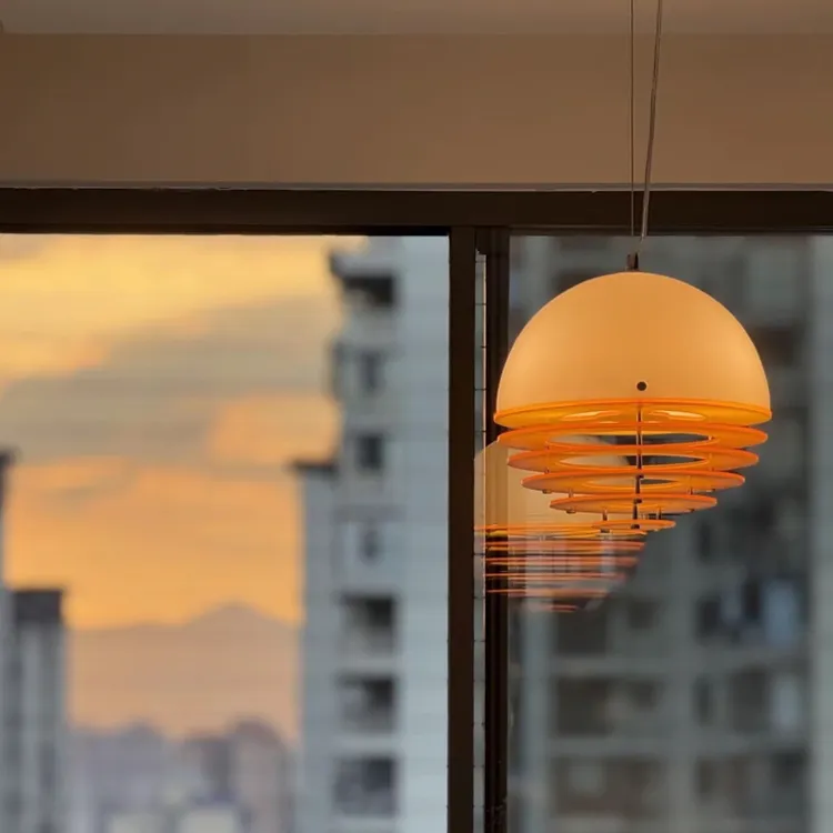 中古设计师北欧月亮餐厅吊灯台灯书房吧台卧室民宿复古南瓜灯具