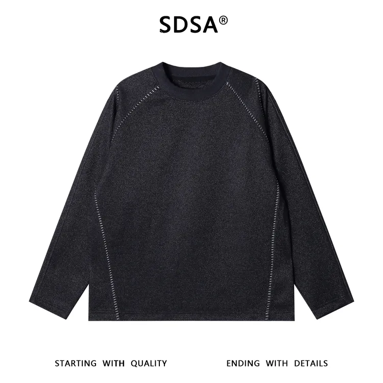 SDSA男士秋冬新款痞帅男装潮牌洒金缝线圆领套头卫衣简约百搭上衣