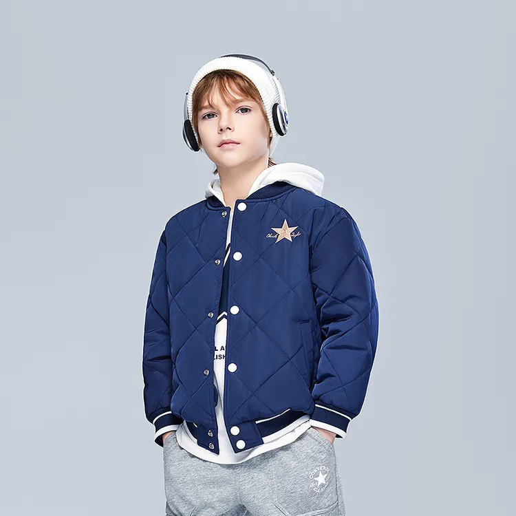 Converse匡威儿童棉服冬季男女童时尚保暖连帽夹棉棒球服外套H815
