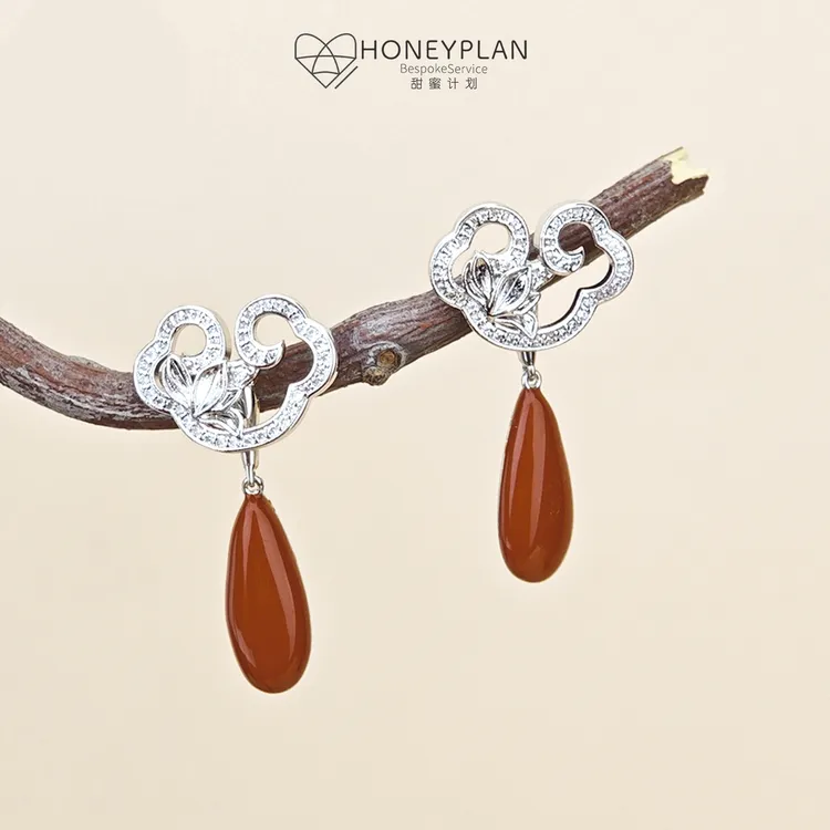 甜蜜计划 铜合金合成锆石耳饰 【破晓·木兰如意】耳坠