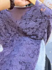 原创设计镂空长袖纯色蕾丝打底衫女士加厚秋冬