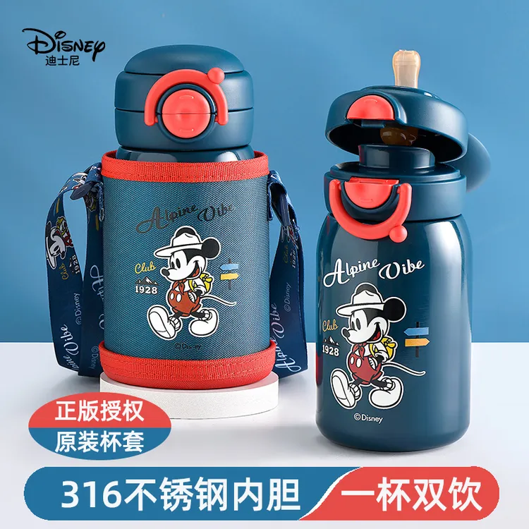 迪士尼儿童保温杯男孩1-3岁吸管杯子小学生上学专用双饮水壶