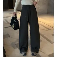 MY【星河璀璨】冬季新款韩系松紧腰设计感重工撒银加绒慵懒风弯刀裤