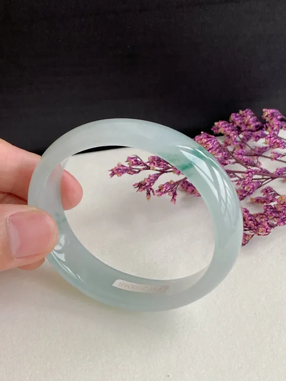 天然老坑A货翡翠手镯 冰种飘花贵妃玉镯