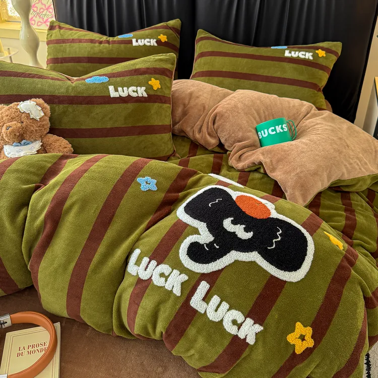 冬季卡通牛奶绒单被套加厚保暖儿童单件被罩学生宿舍150x200x230