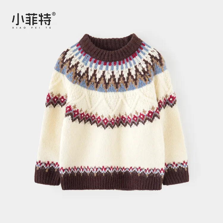 小菲特女童冬装加厚毛衣中大童保暖针织衫儿童洋气上衣MFYD57214
