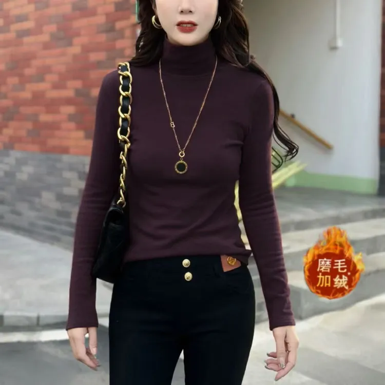 【加绒加厚】秋冬高领打底时尚长袖洋气修身内搭打底衫春秋3619