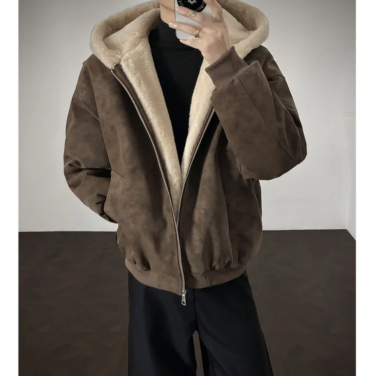 OWH【800克重磅绒毛】美式休闲座山雕夹克上衣高街百搭帅气连帽外套