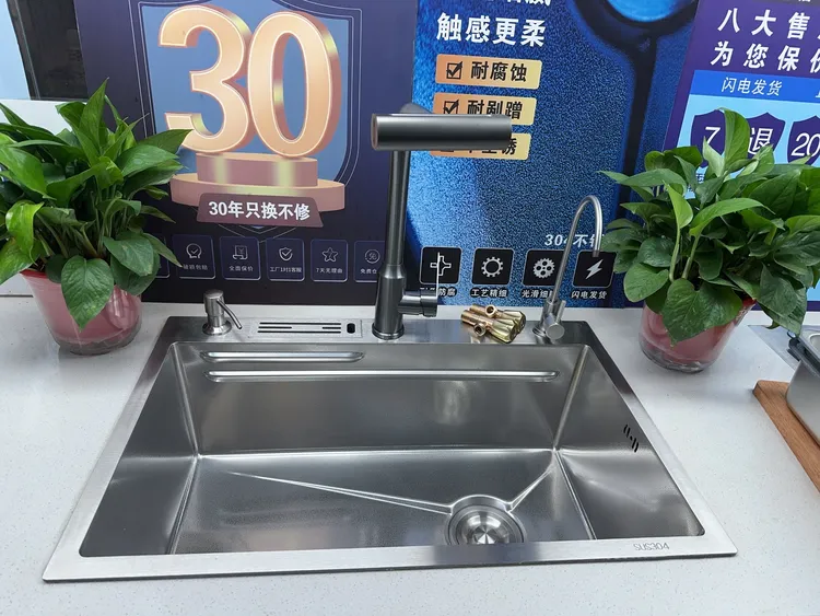 加厚5.0不锈钢大单槽厨房水槽火山锤纹洗菜盆