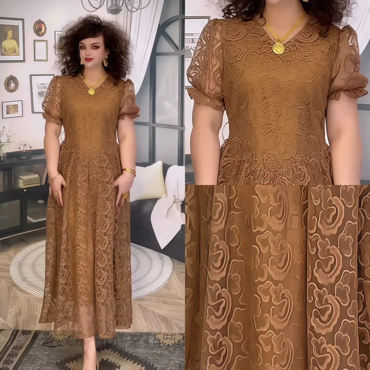 娜孜妮大码辣妈时尚女装 | 气质高贵夏季连衣裙