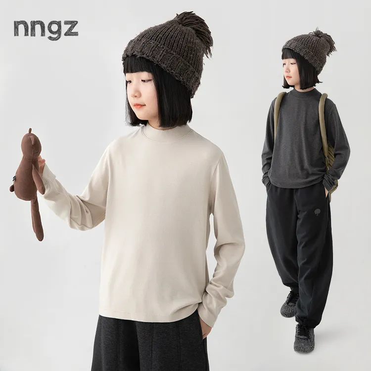 NNGZ秋冬季女童半高领打底衫柔软舒适儿童长袖t恤童装百搭上衣
