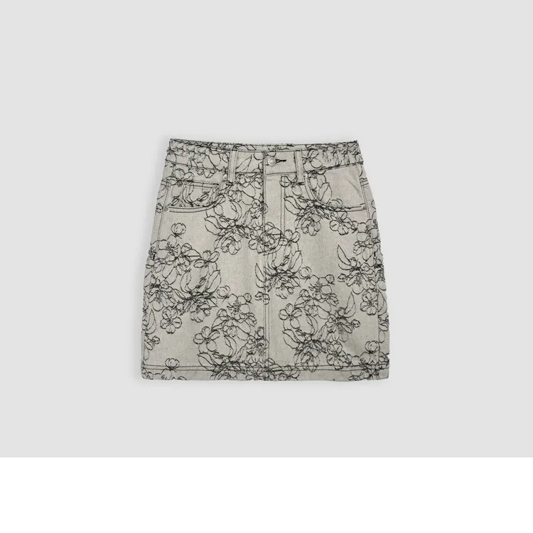 懒猫nono│Saynono春瞎新款高级洋气百搭优雅花卉印花短裙H325226X