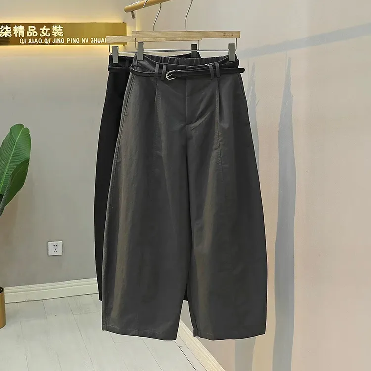 高级感2025初秋新款时尚休闲宽松弯刀裤女遮肉显瘦小个子九分裤潮