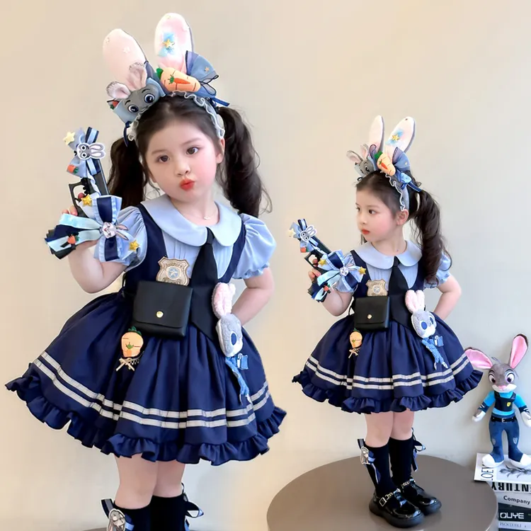 女童2025夏装短袖洛丽塔Lolita公主裙子生日cos兔子警官连衣裙夏