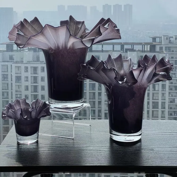 现代简约创意琉璃花器花瓶样板房家居桌面茶几电视柜玄关软装饰品