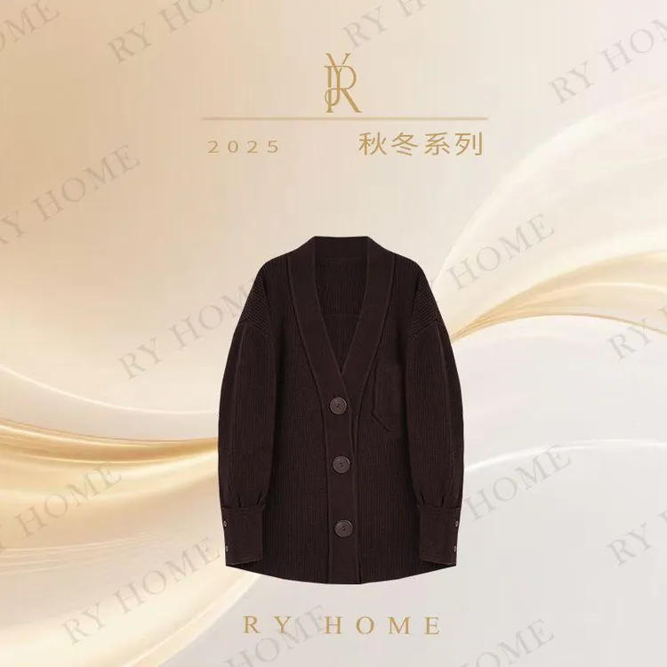 【容雨RYHOME】100%绵羊毛S宽松大版慵懒风休闲毛织外套253W2529