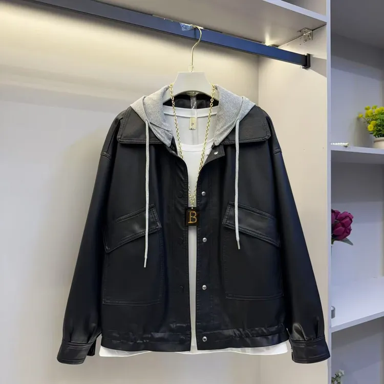 25年早春新款遮肉显瘦气质百搭时尚帽衫外套