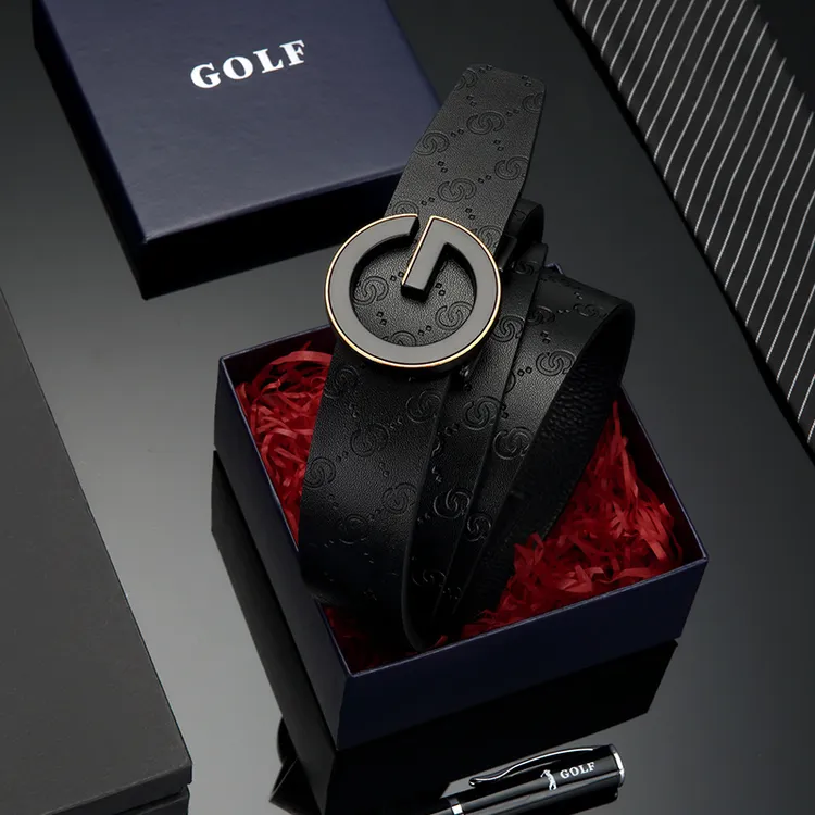 GOLF/高尔夫自动扣牛皮腰带百搭高档腰带男款圣诞礼物精美礼盒
