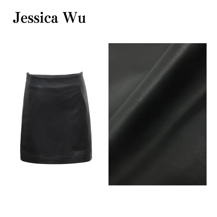 JESSICA WU极简百搭~立体剪裁好穿甜酷摩登感进口绵羊皮短裙裤
