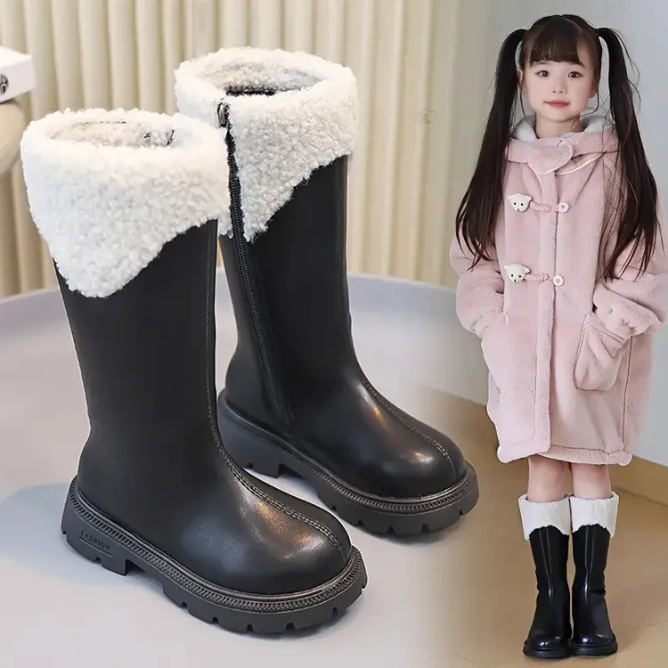 ABC女童长靴高筒靴2025秋冬新款公主潮童百搭靴子时尚童靴棉靴